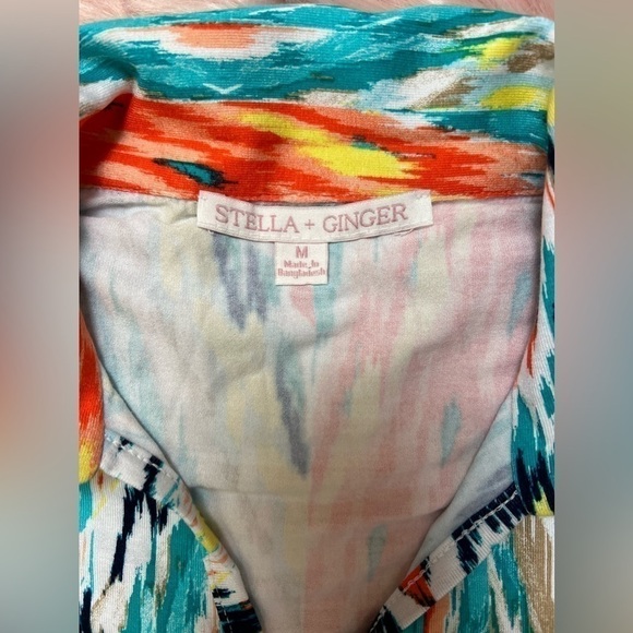 NWT- Asymmetrical Bold Print, Faux Wrap Dress, Sz Med By Stella + Ginger - Picture 11 of 12